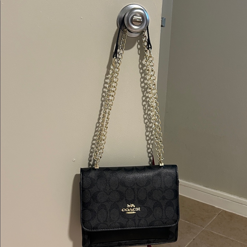 Coach Black Bag with Gold Chain Strap
